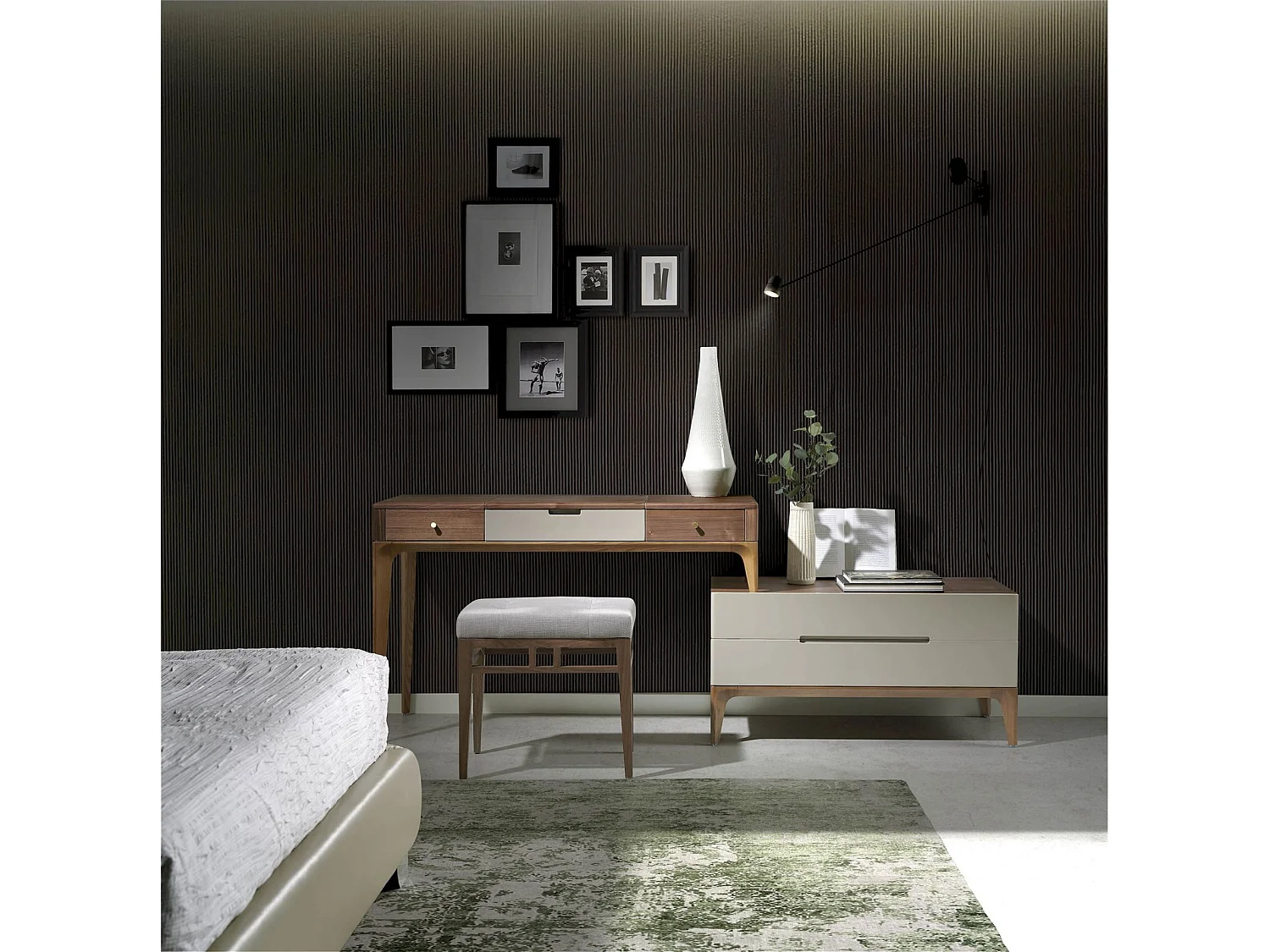 Banc rembourré structure bois