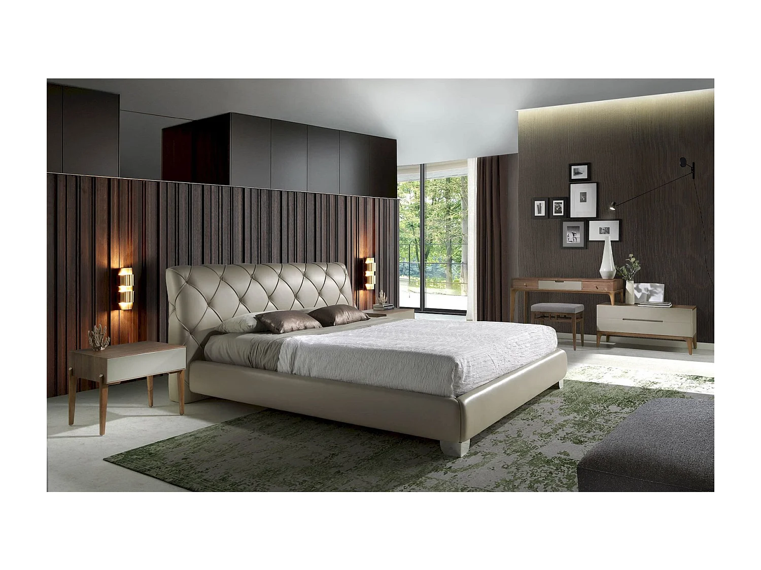 Banc rembourré structure bois