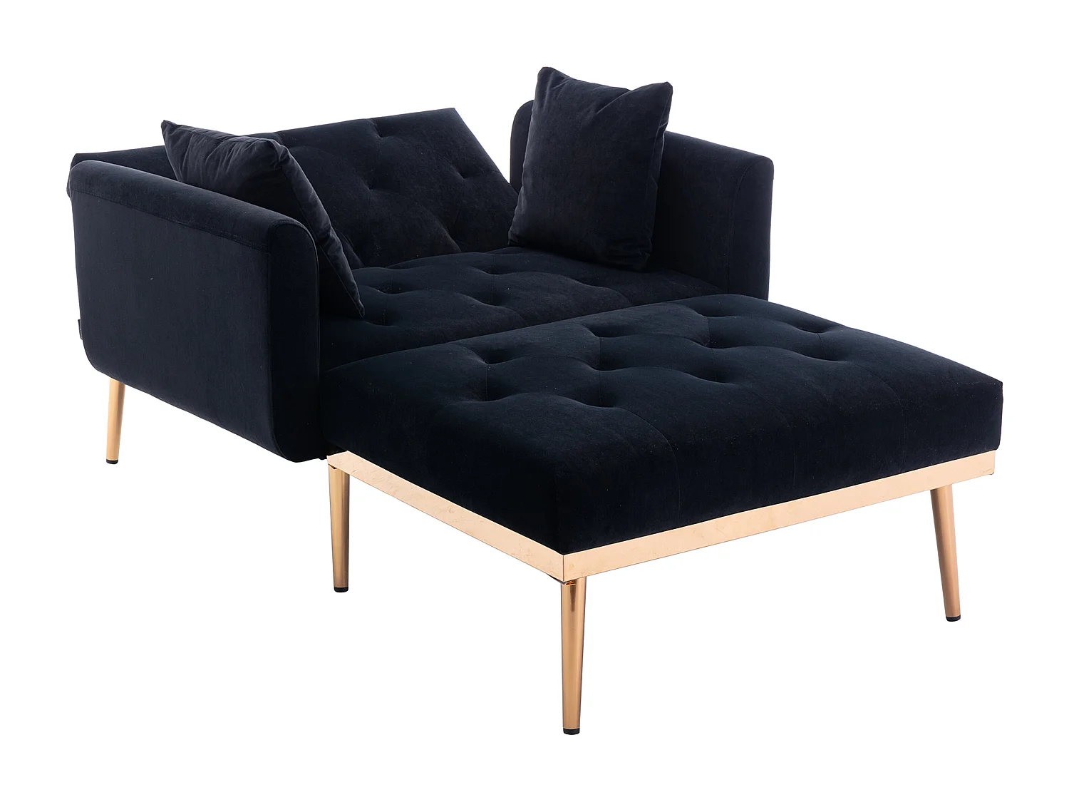 Canapé Convertible 2 Places en Velours côtelé Noir - Canapé Modern avec 2 Coussins - Dossier réglable - 165x90x77cm