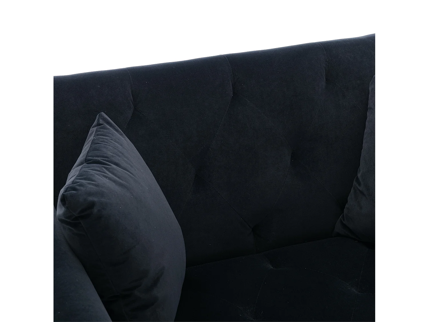 Canapé Convertible 2 Places en Velours côtelé Noir - Canapé Modern avec 2 Coussins - Dossier réglable - 165x90x77cm