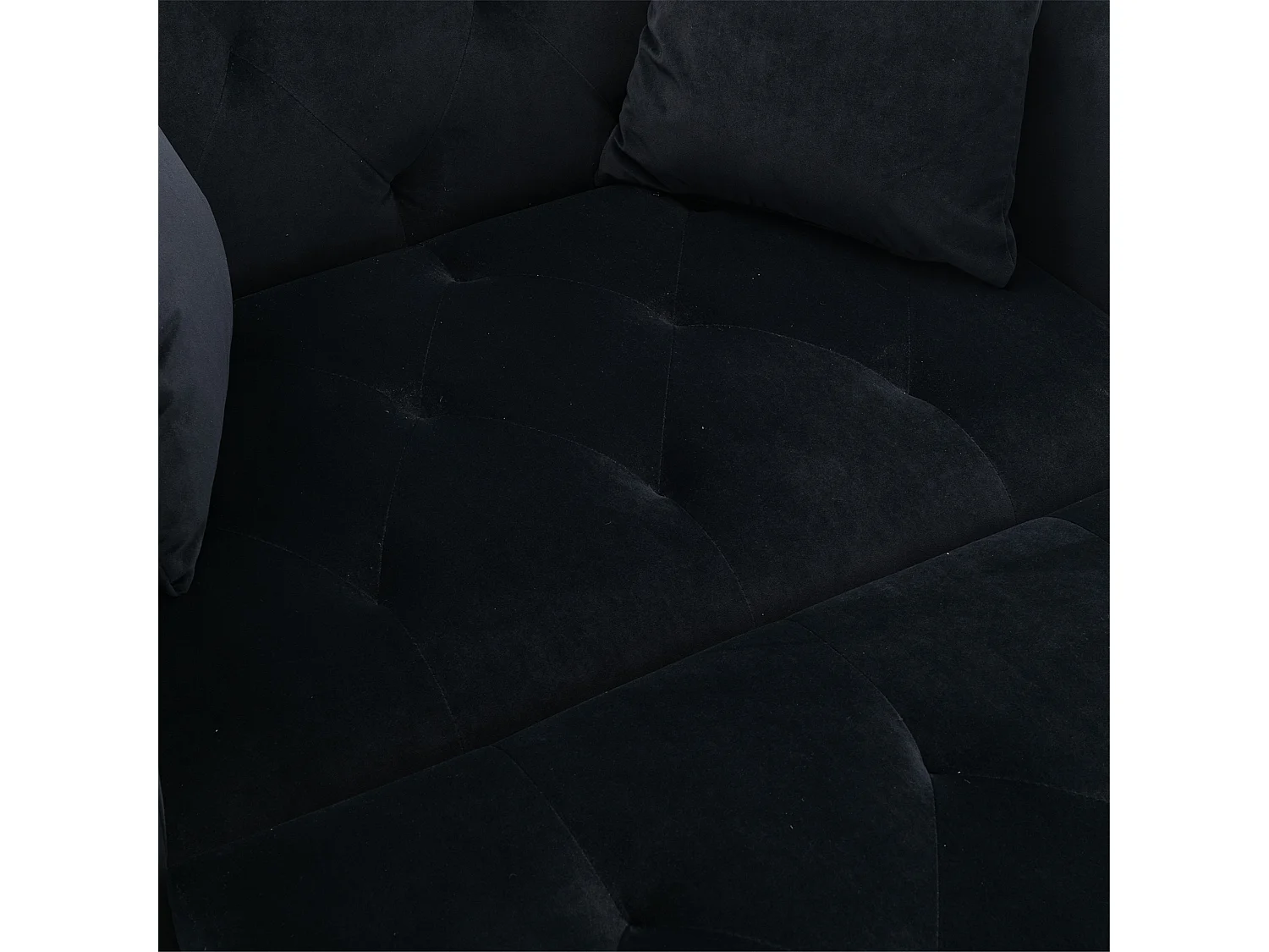 Canapé Convertible 2 Places en Velours côtelé Noir - Canapé Modern avec 2 Coussins - Dossier réglable - 165x90x77cm