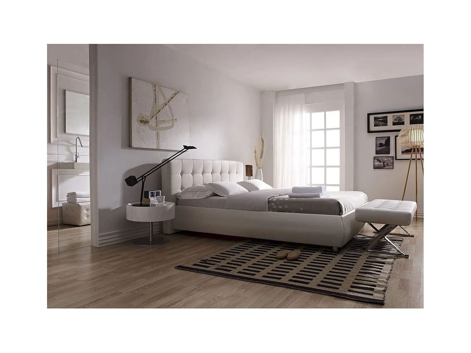 Banc rembourré structure acier inoxydable