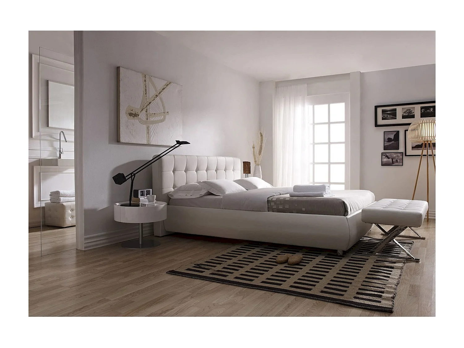 Banc rembourré structure acier inoxydable