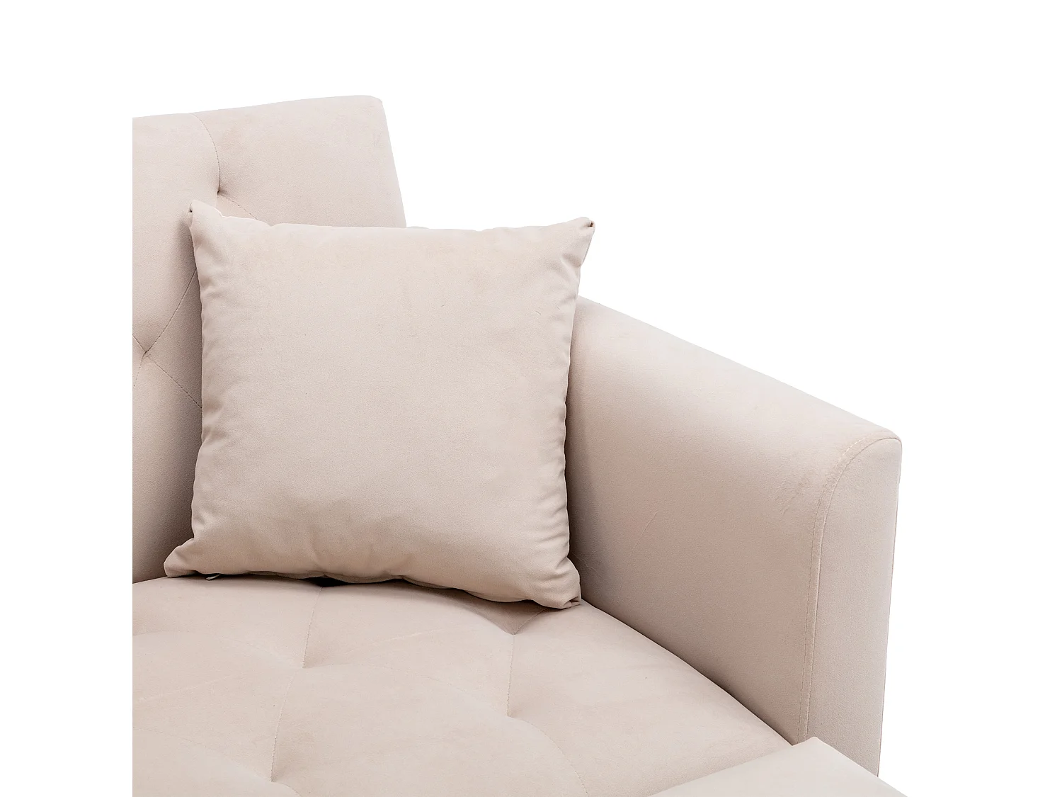 Canapé Convertible 2 Places en Velours côtelé Beige - Canapé Modern avec 2 Coussins - Dossier réglable - 165x90x77cm