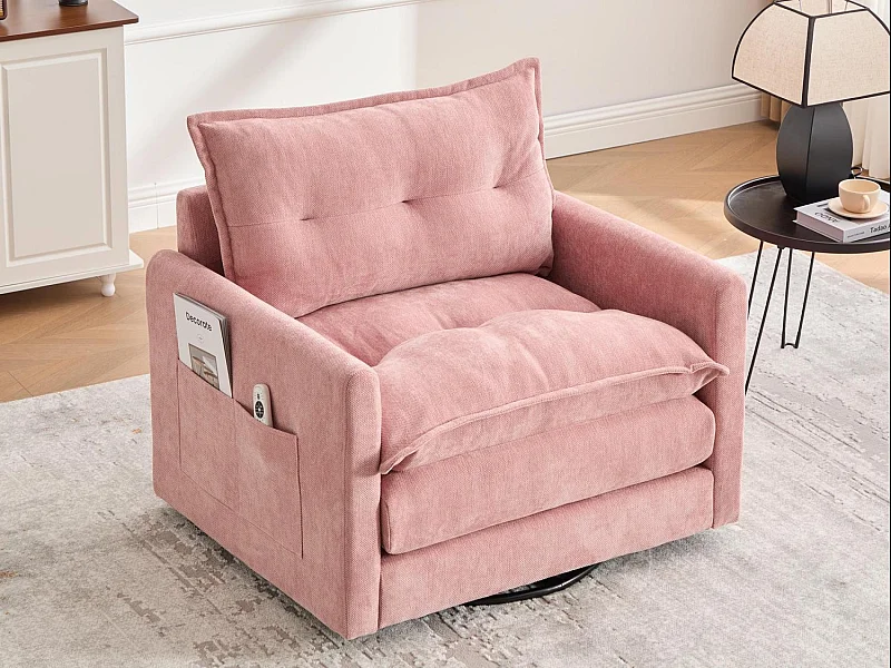 XXL lounge draaistoel (92x74x67 cm) - 360° draaibaar - Zijvak - Draagvermogen 300 kg