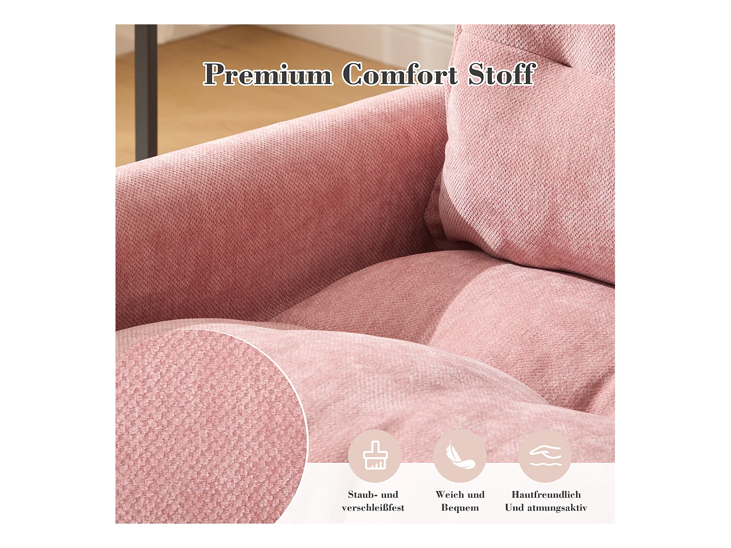 Fauteuil pivotant 360° robe – double couche d’assise, confort optimal et poche latérale – idéal pour salon, chambre et bureau