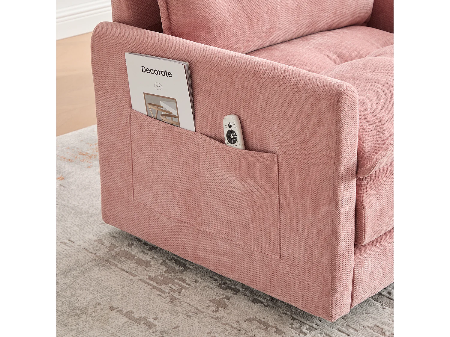 Fauteuil pivotant 360° robe – double couche d’assise, confort optimal et poche latérale – idéal pour salon, chambre et bureau