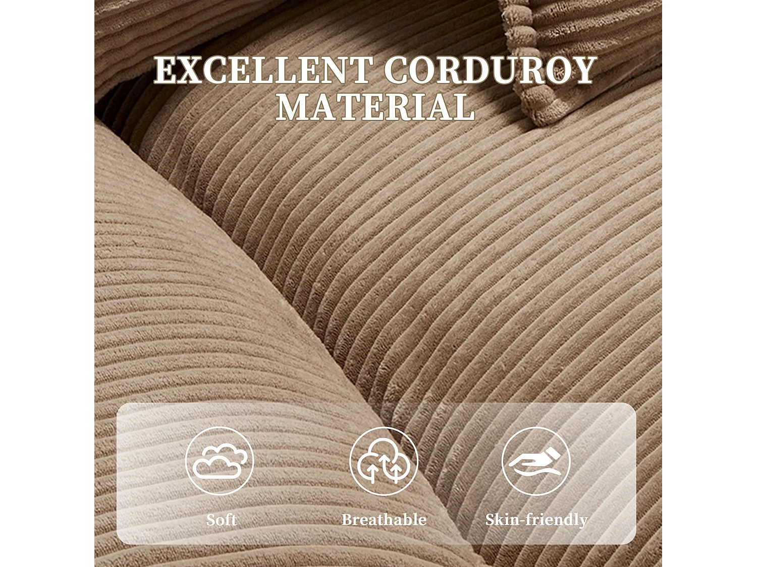 Canapé 2 places en velours taupe – dossier inclinable et convertible en lit - 2 coussins inclus - idéal pour salon ou bureau