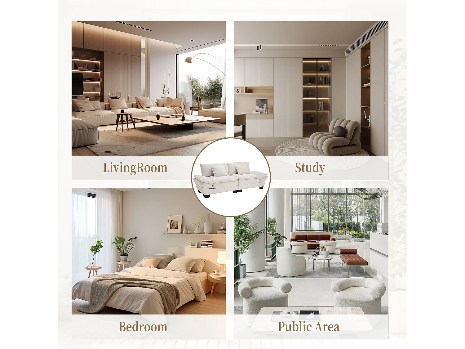 Canapé 2 places en velours beige – dossier inclinable et convertible en lit - 2 coussins inclus - idéal pour salon ou bureau