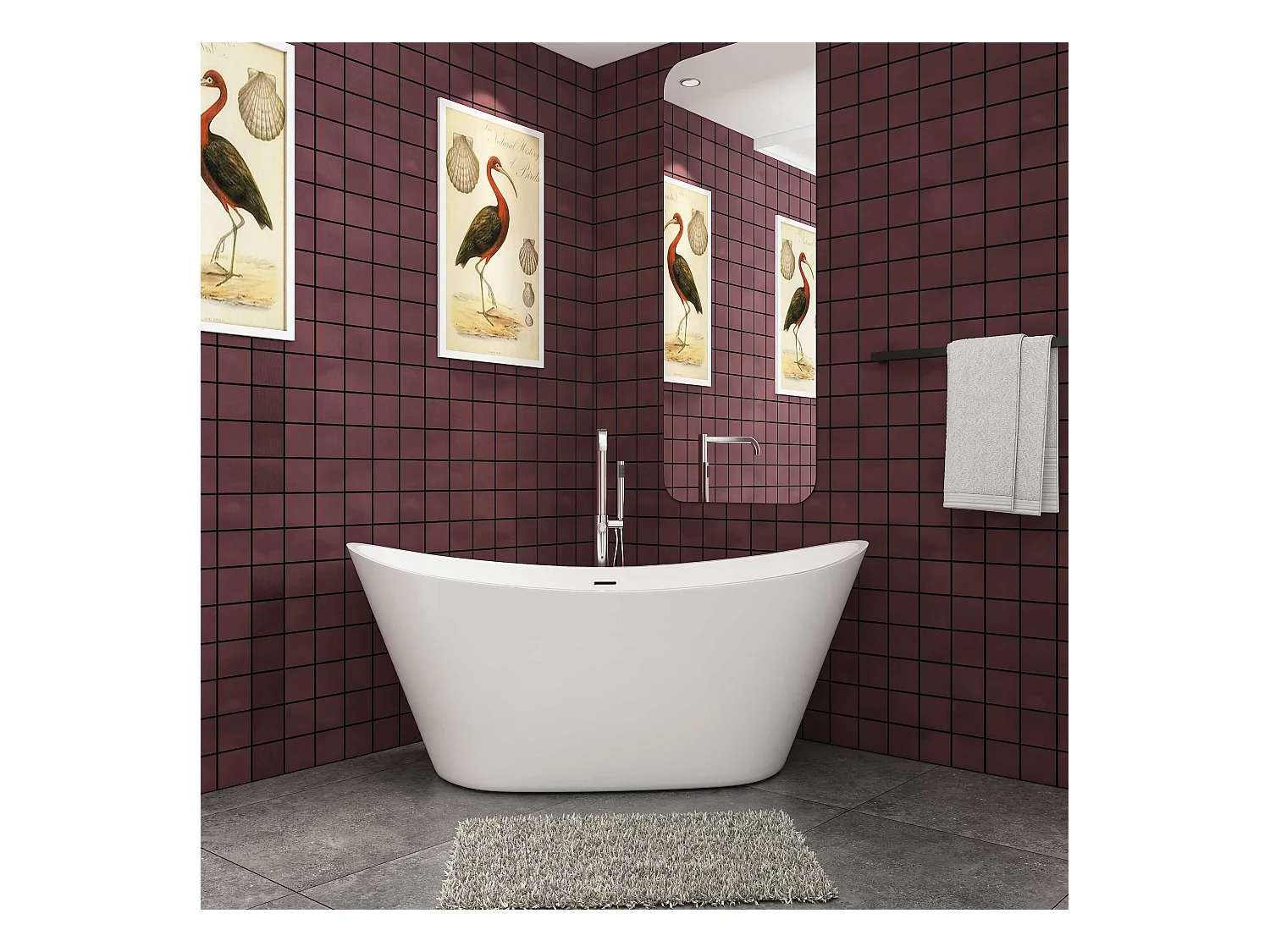 150x72x65 cm freistehende Badewanne  Schiffsbadewanne   Acrylbadewanne