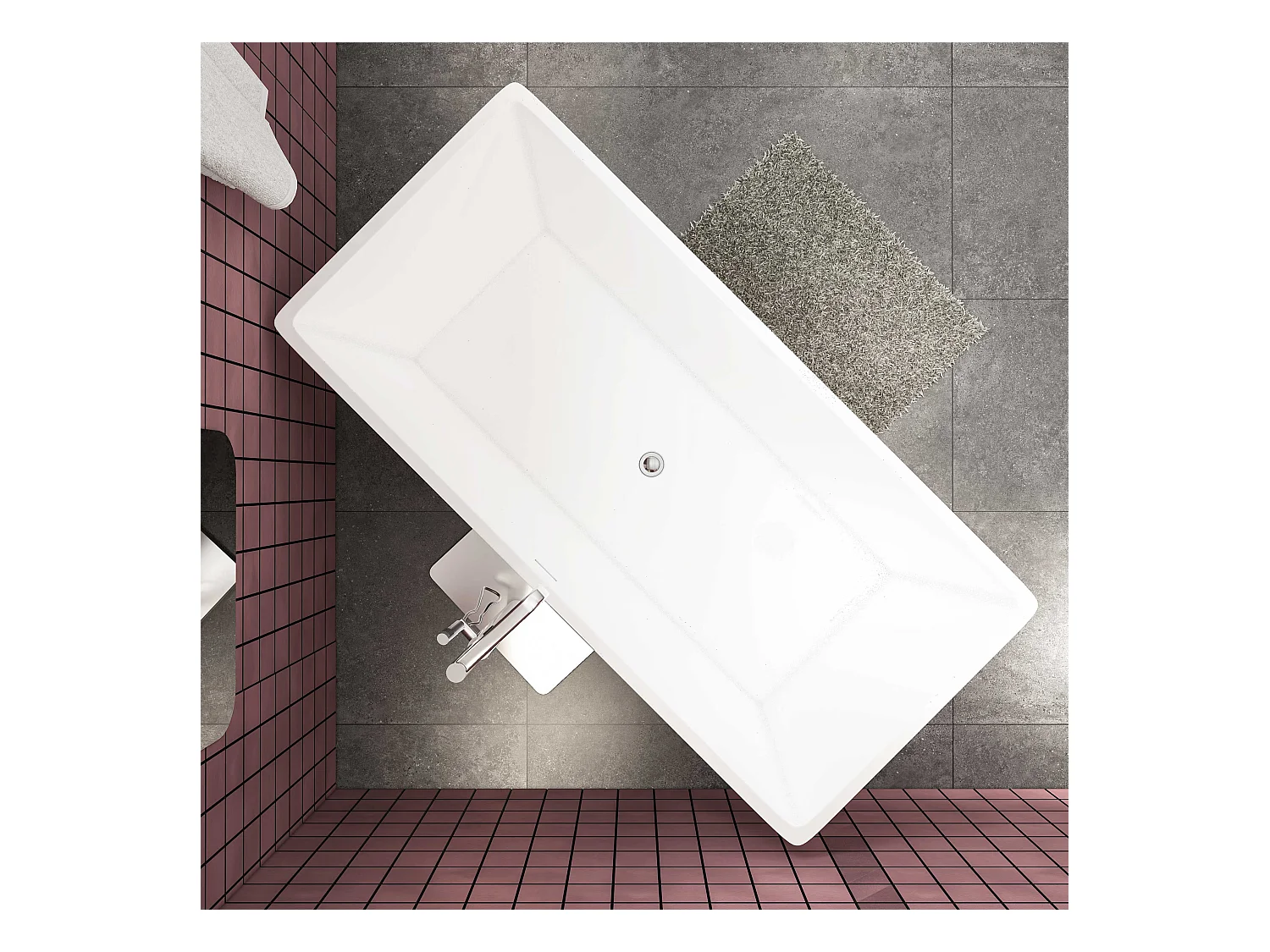 170x80x58 cm freistehende Badewanne  Rechteckige Badewanne  Acrylbadewanne