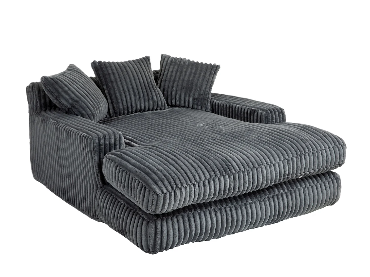 Sofá bajo LVHOM de pana con cojines - Medidas 125 × 155 × 63 cm - Sofá cama con espuma viscoelástica - Sillón chaise longue, color gris oscuro