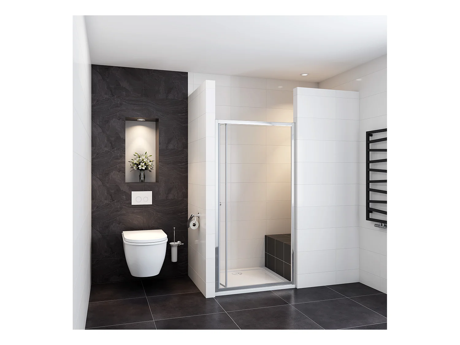 5mm 90x185cm Sicherheitsglas Duschkabine Falttür Duschtür Duschabtrennung