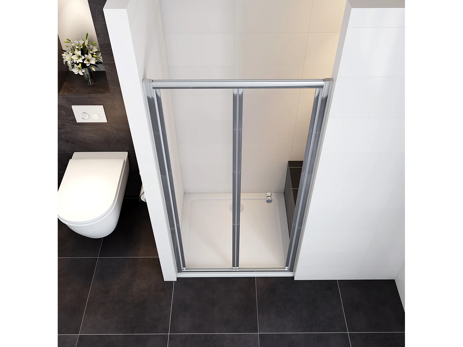 5mm 90x185cm Sicherheitsglas Duschkabine Falttür Duschtür Duschabtrennung