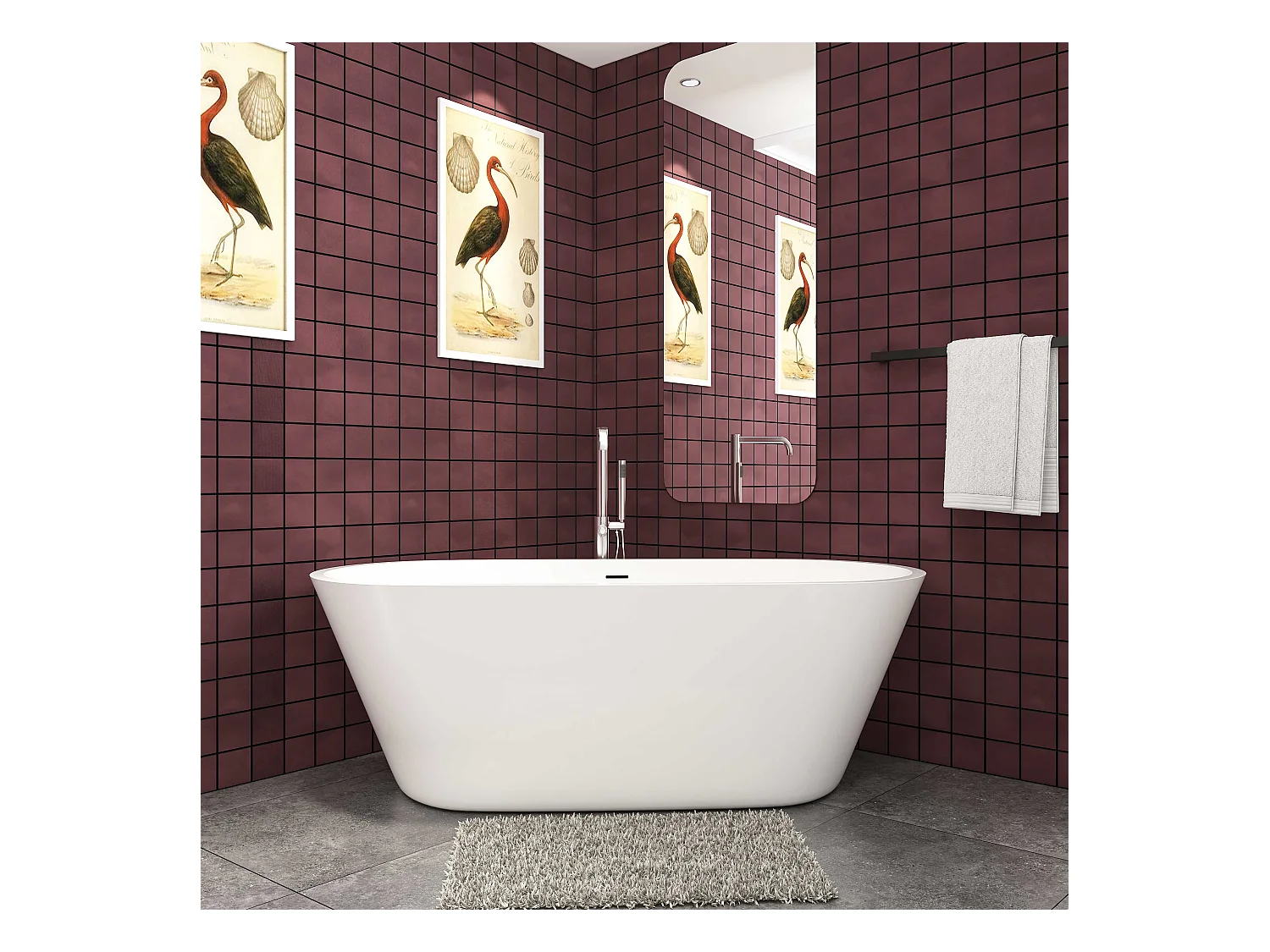 170x80x58 cm freistehende Badewanne  Schiffsbadewanne   Acrylbadewanne