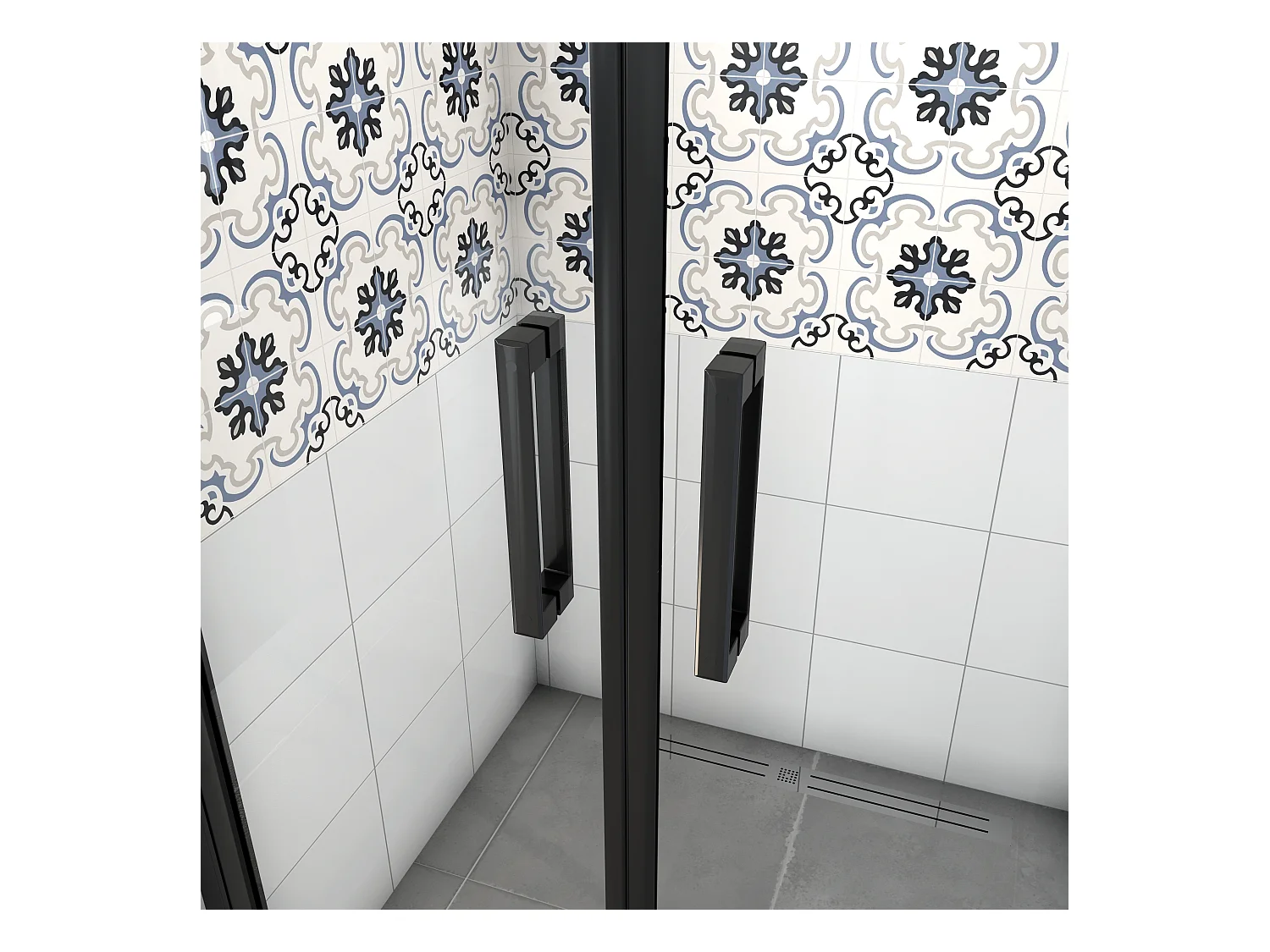 8mm 80x200xcm NanoGlas Schwarze Walkin Pendeltür Drehtür Duschkabine Duschwanne