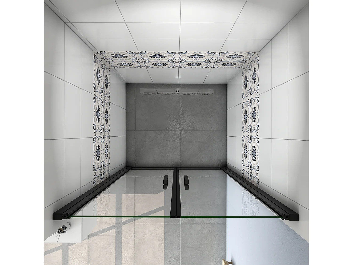 8mm 80x200xcm NanoGlas Schwarze Walkin Pendeltür Drehtür Duschkabine Duschwanne