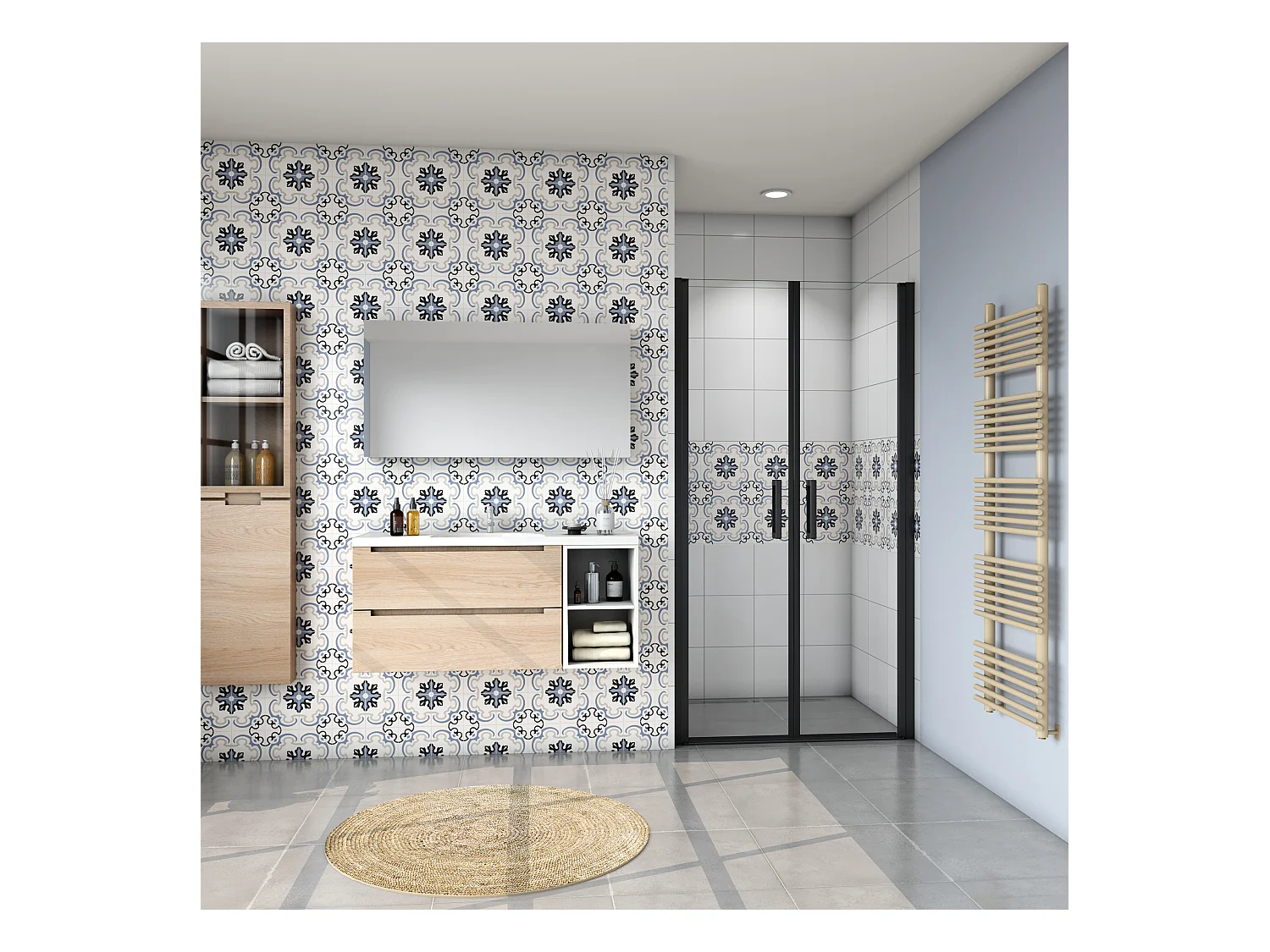 8mm 90x200xcm NanoGlas Schwarze Walkin Pendeltür Drehtür Duschkabine Duschwanne