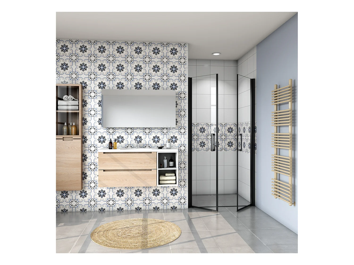 8mm 90x200xcm NanoGlas Schwarze Walkin Pendeltür Drehtür Duschkabine Duschwanne