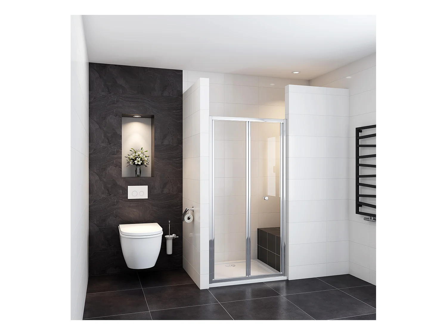 5mm 80x185cm Sicherheitsglas Duschkabine Falttür Duschtür Duschabtrennung