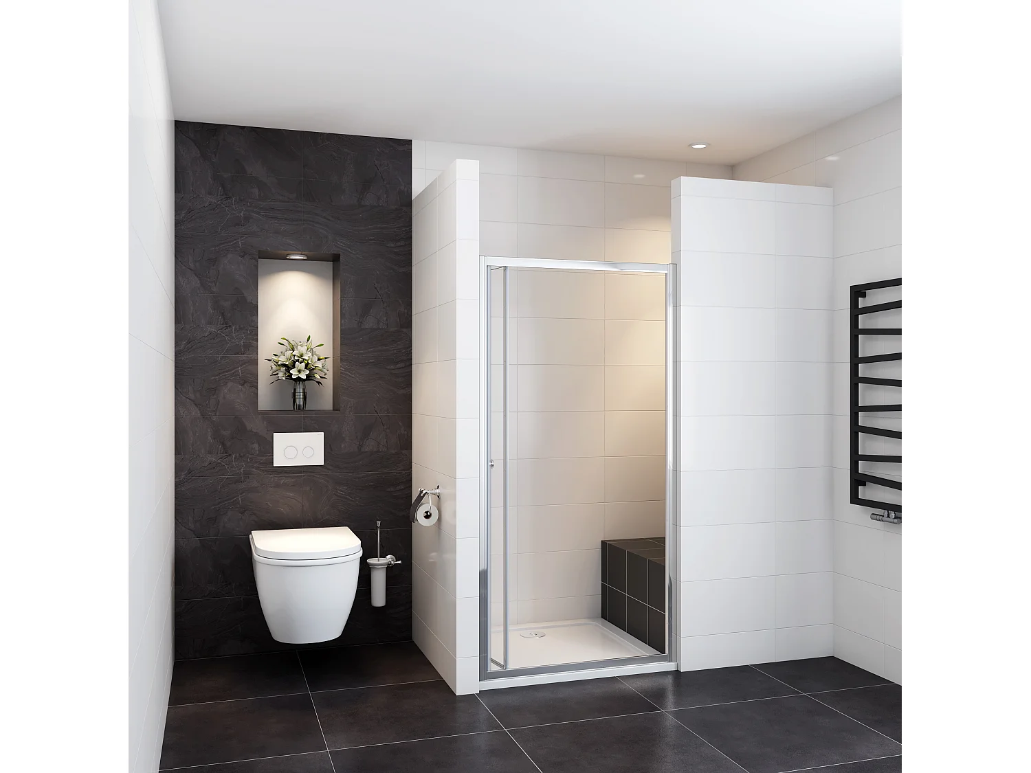 5mm 80x185cm Sicherheitsglas Duschkabine Falttür Duschtür Duschabtrennung