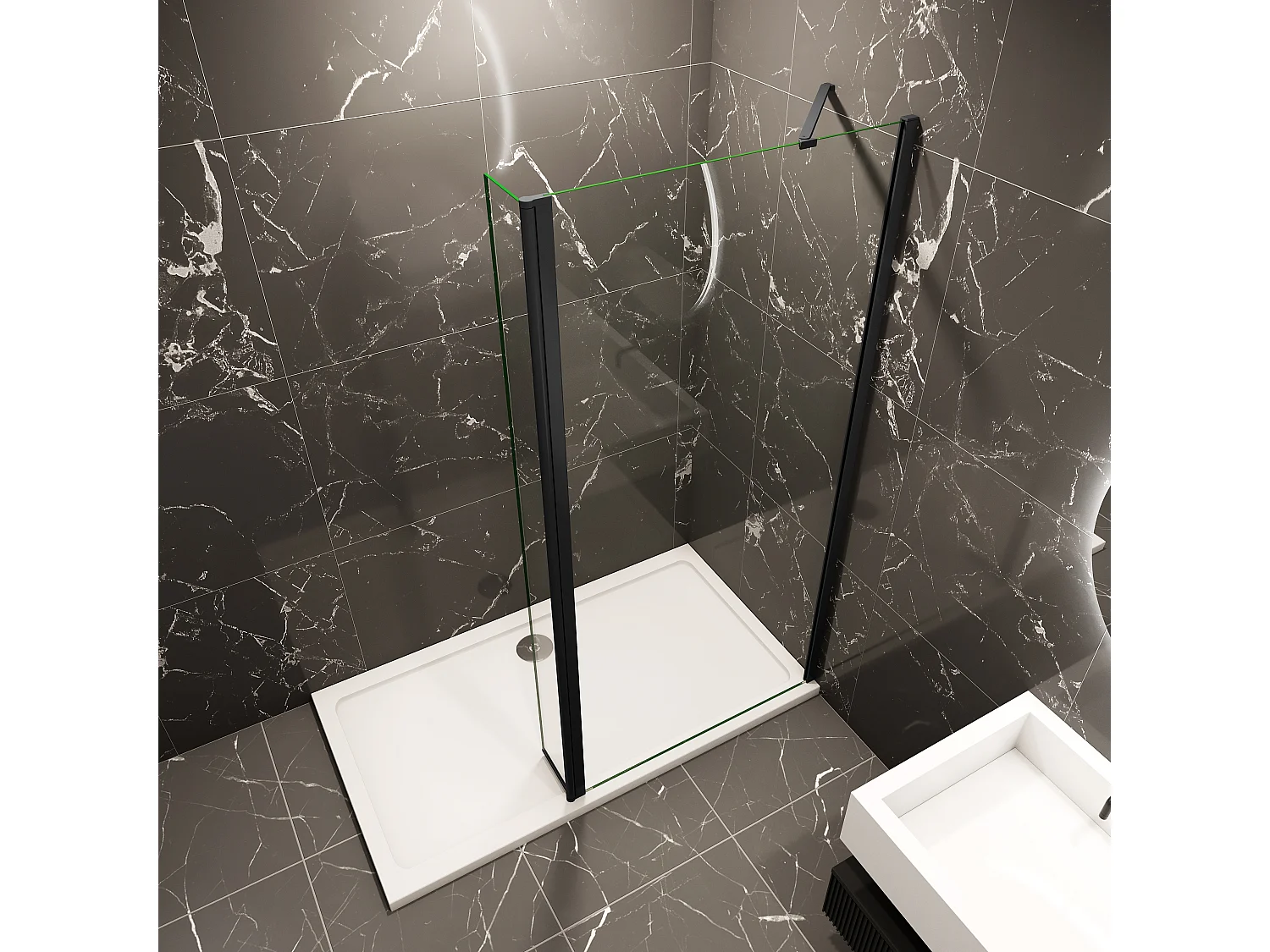 100x200cm Walk in Duschwand Panel Seitenwand Dussche 8mm NANO Glas 30cm Wasserschutzglas