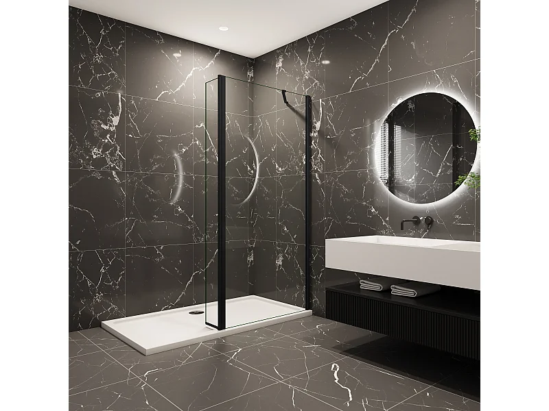 85x200cm Walk in Duschwand Panel Seitenwand Dussche 8mm NANO Glas 30cm Wasserschutzglas