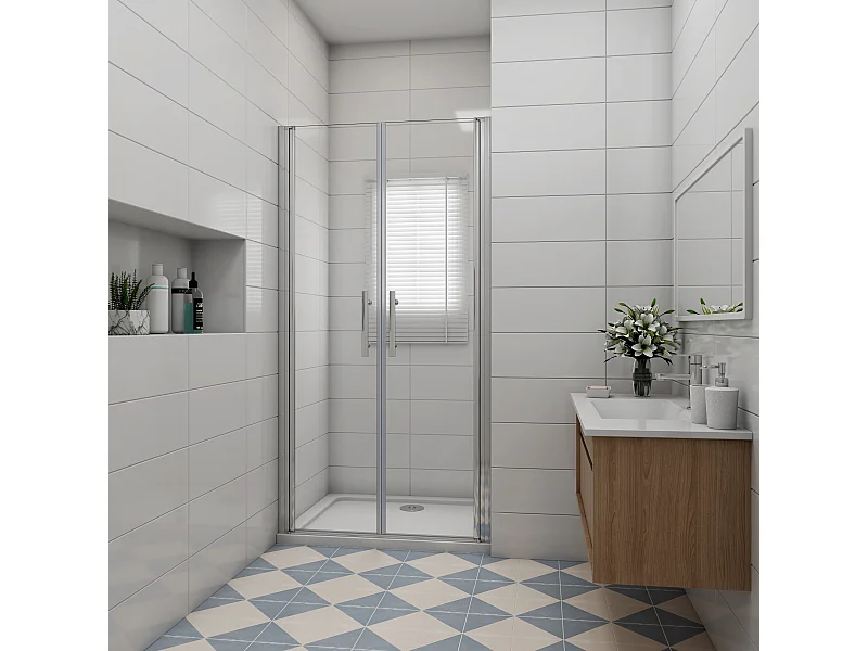 80x195cm Duschtür Nano ESG Milchglas Drehtür Glastür Duschkabine