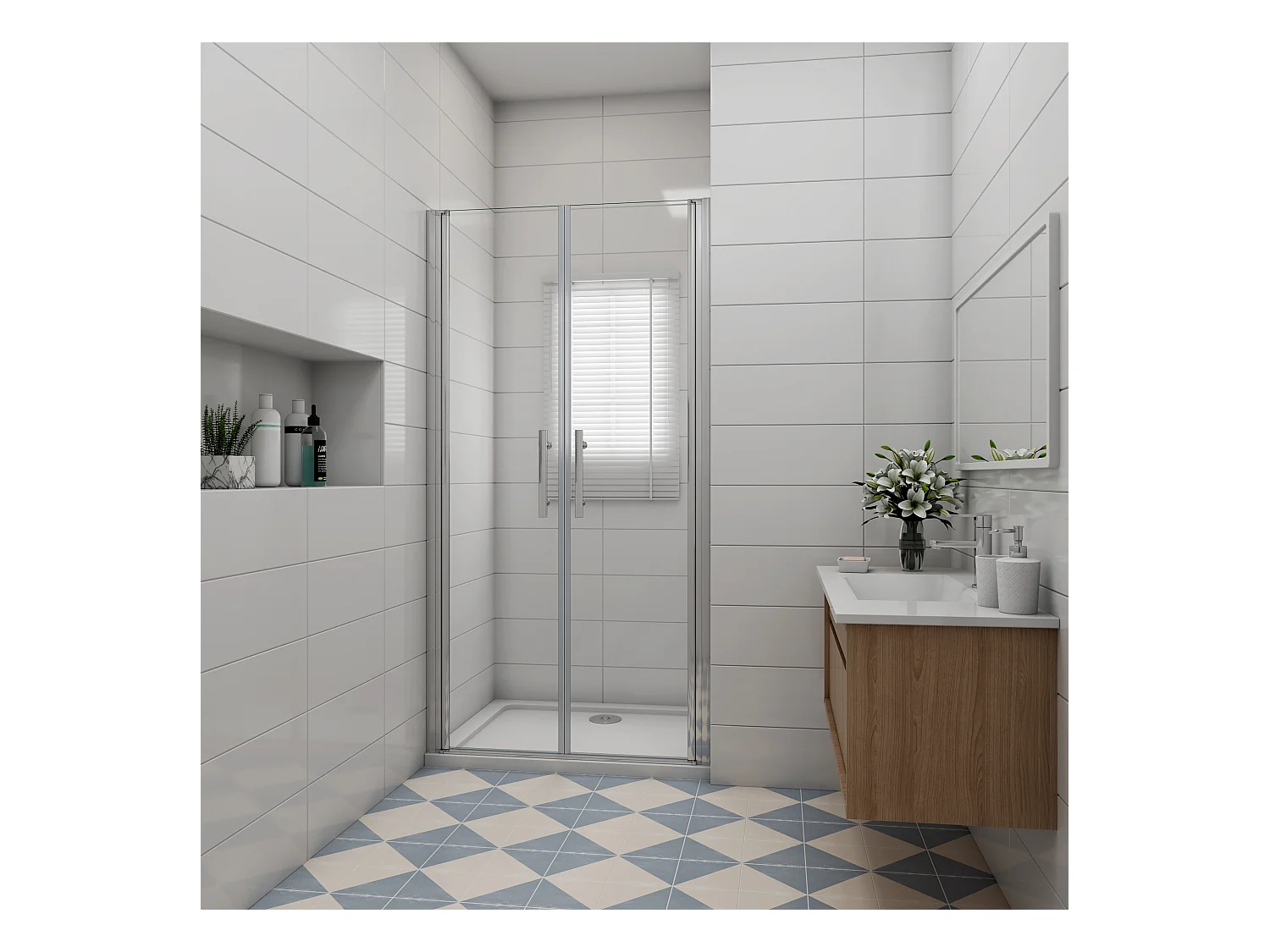 80x195cm Duschtür Nano ESG Milchglas Drehtür Glastür Duschkabine