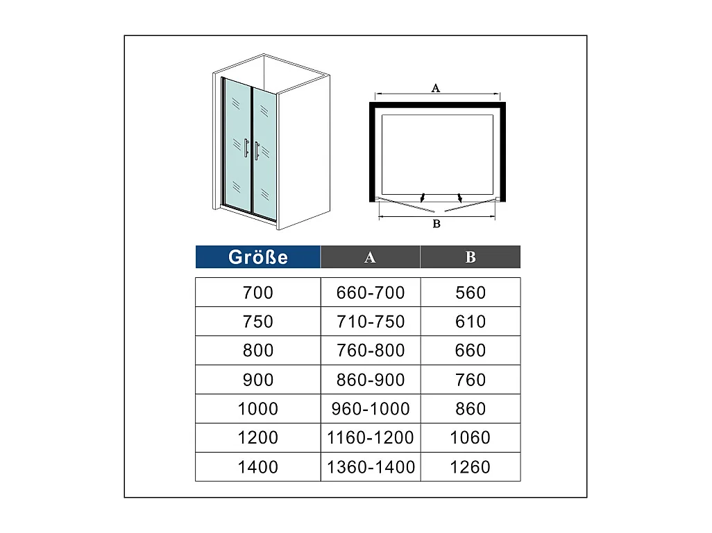 80x195cm Duschtür Nano ESG Milchglas Drehtür Glastür Duschkabine