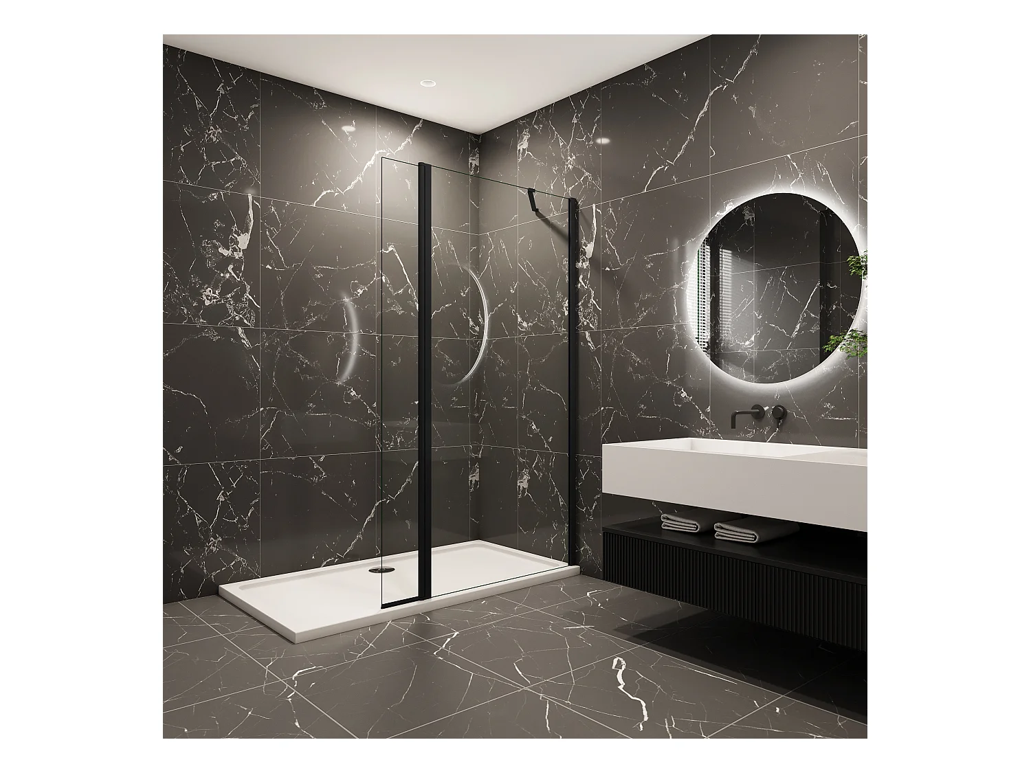 110x200cm Walk in Duschwand Panel Seitenwand Dussche 8mm NANO Glas 30cm Wasserschutzglas