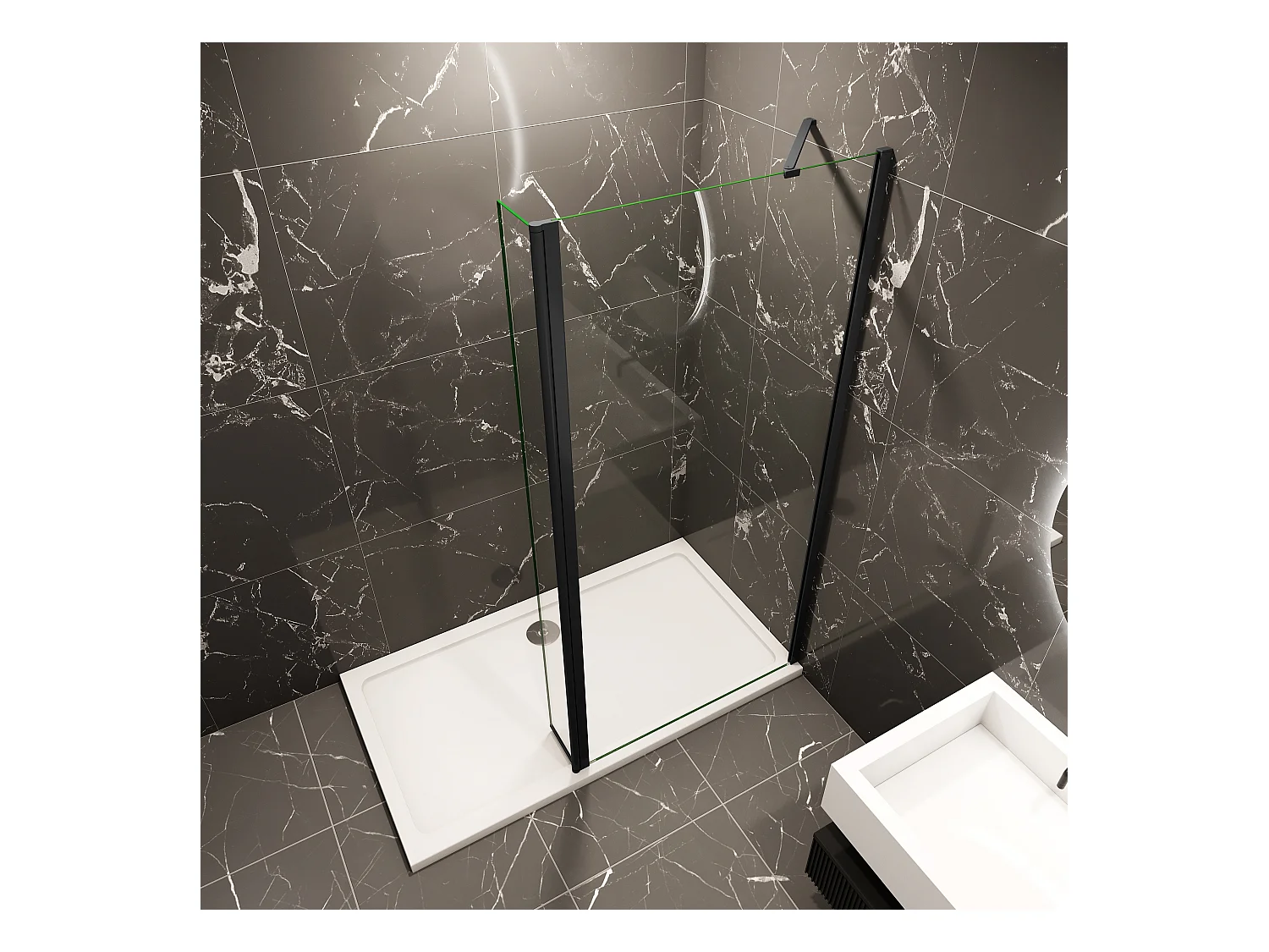 60x200cm Walk in Duschwand Panel Seitenwand Dussche 8mm NANO Glas 30cm Wasserschutzglas