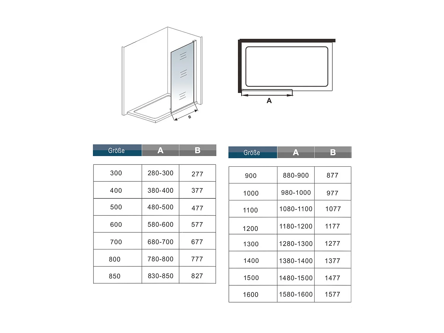 60x200cm Walk in Duschwand Panel Seitenwand Dussche 8mm NANO Glas 30cm Wasserschutzglas