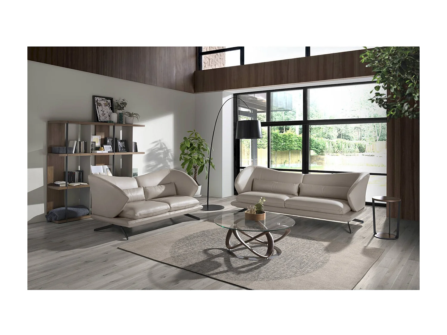 Lampadaire arqué noir mat Angel Cerda réglable en hauteur