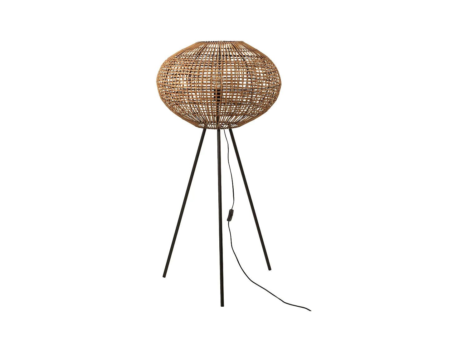 Lampadaire trépied Teller en Rotin