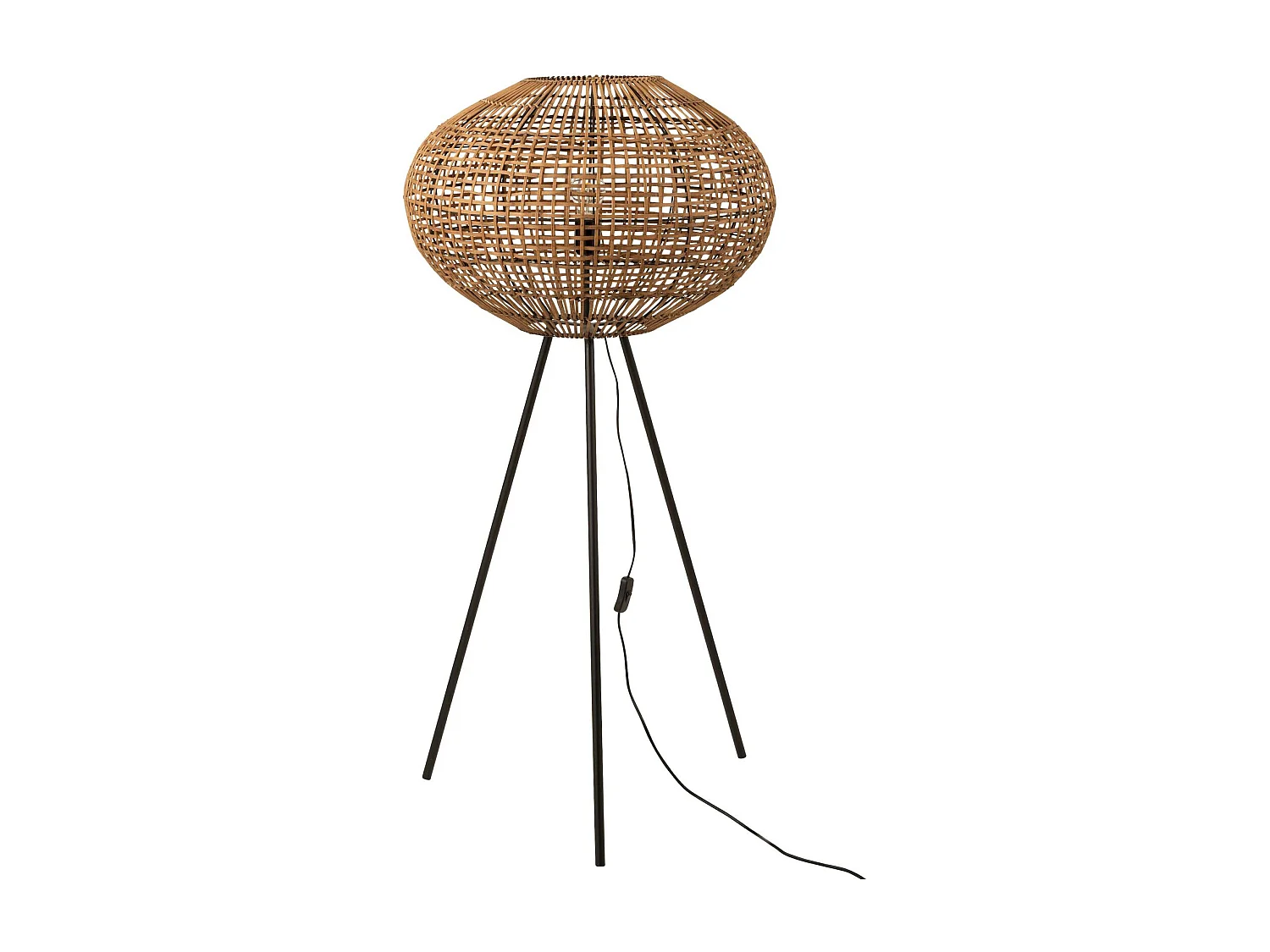 Lampadaire trépied Teller en Rotin