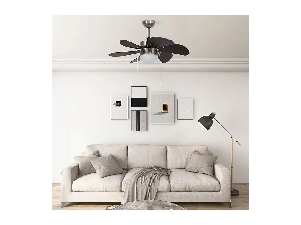 Ventilateur de plafond avec lampe 76 cm Marron foncé FR180680