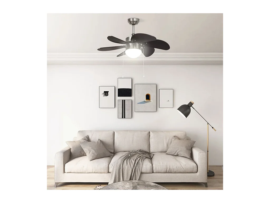 Ventilateur de plafond avec lampe 76 cm Marron foncé FR180680