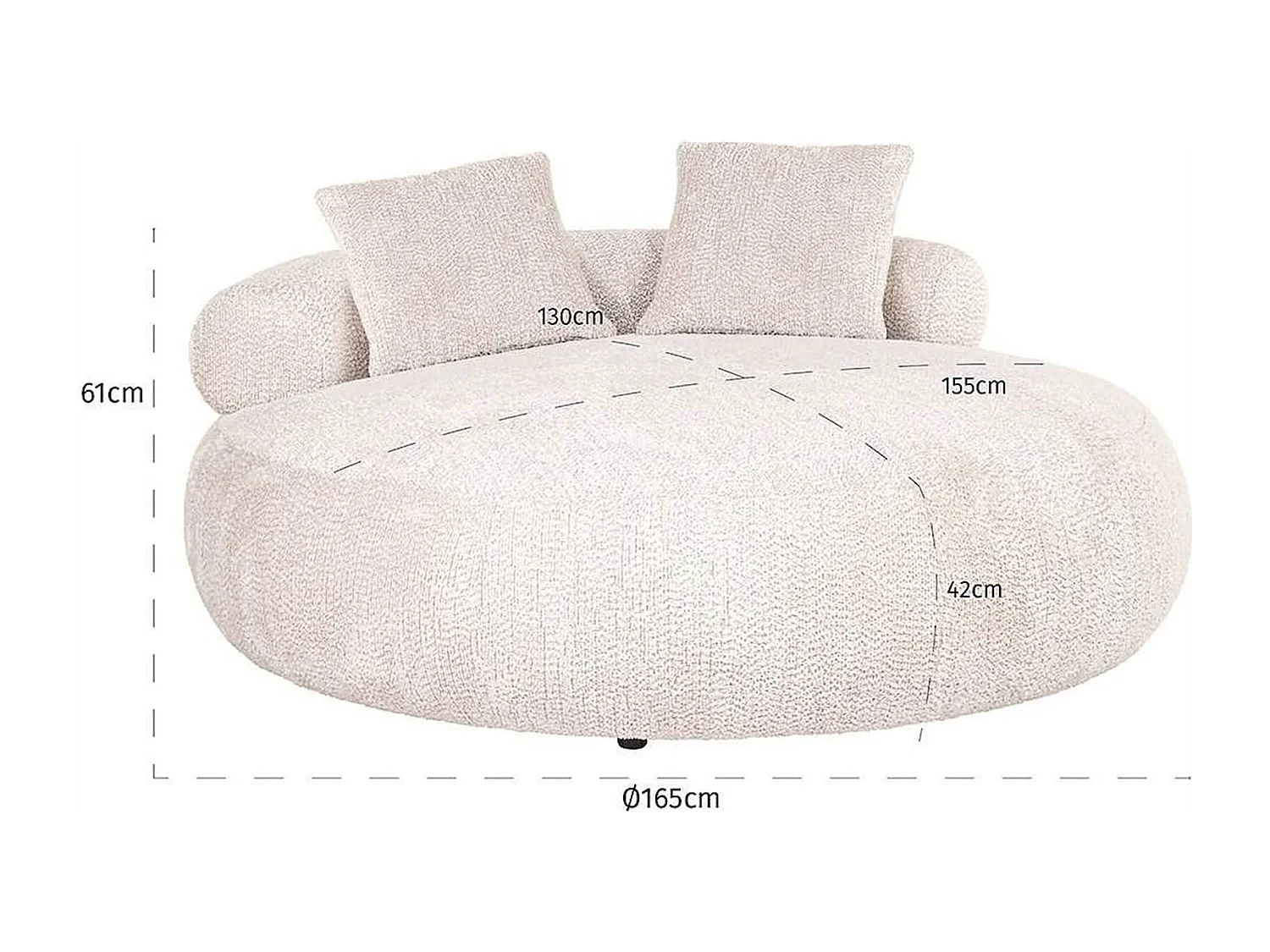 Lit de jour Tivola en tissu crème