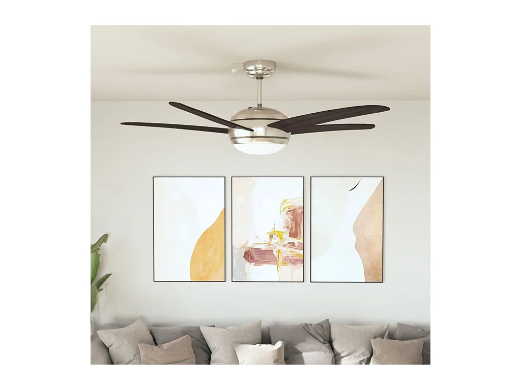 Ventilateur de plafond orné avec lampe 128 cm Marron FR615988