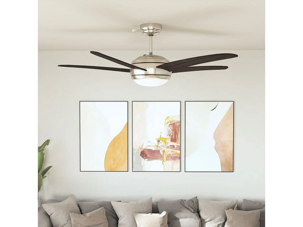 Ventilateur de plafond orné avec lampe 128 cm Marron FR615988