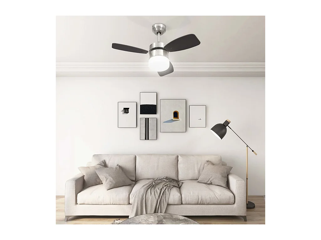 Ventilateur de plafond lampe et télécommande 76 cm Marron foncé FR319320