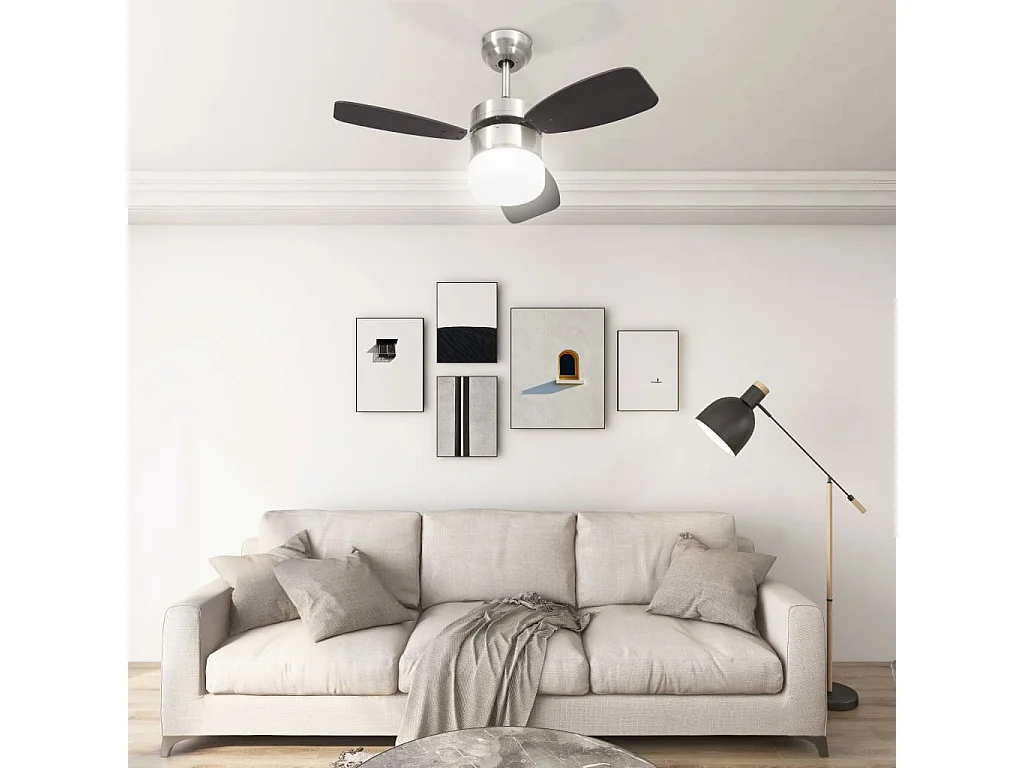 Ventilador de techo con luz con mando marrón oscuro 76 cm ES392597