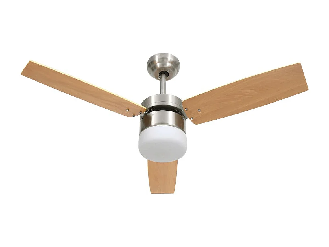 Ventilateur de plafond lampe et télécommande 108cm Marron clair FR804083