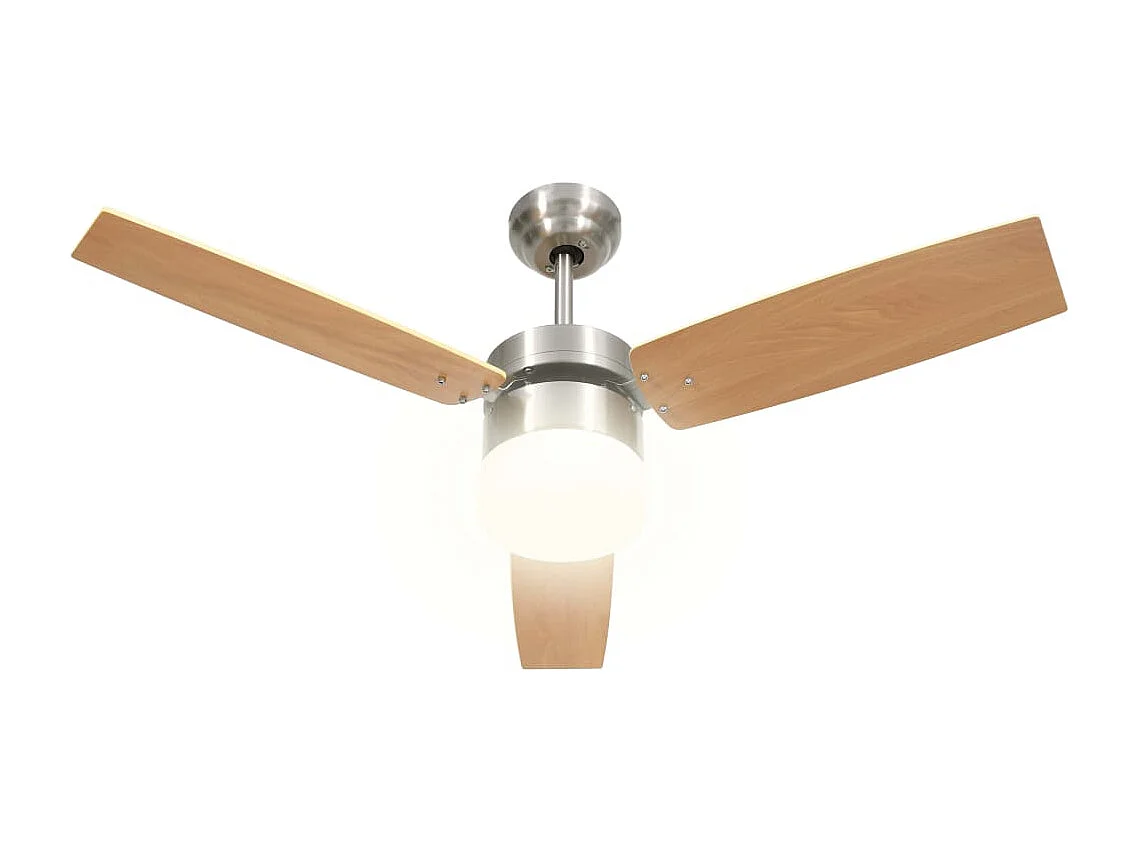 Ventilateur de plafond lampe et télécommande 108cm Marron clair FR804083