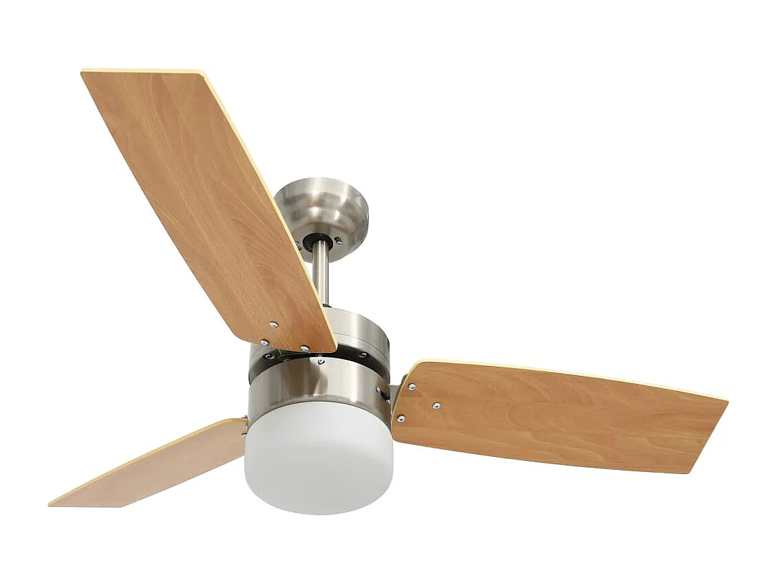 Ventilateur de plafond lampe et télécommande 108cm Marron clair FR804083