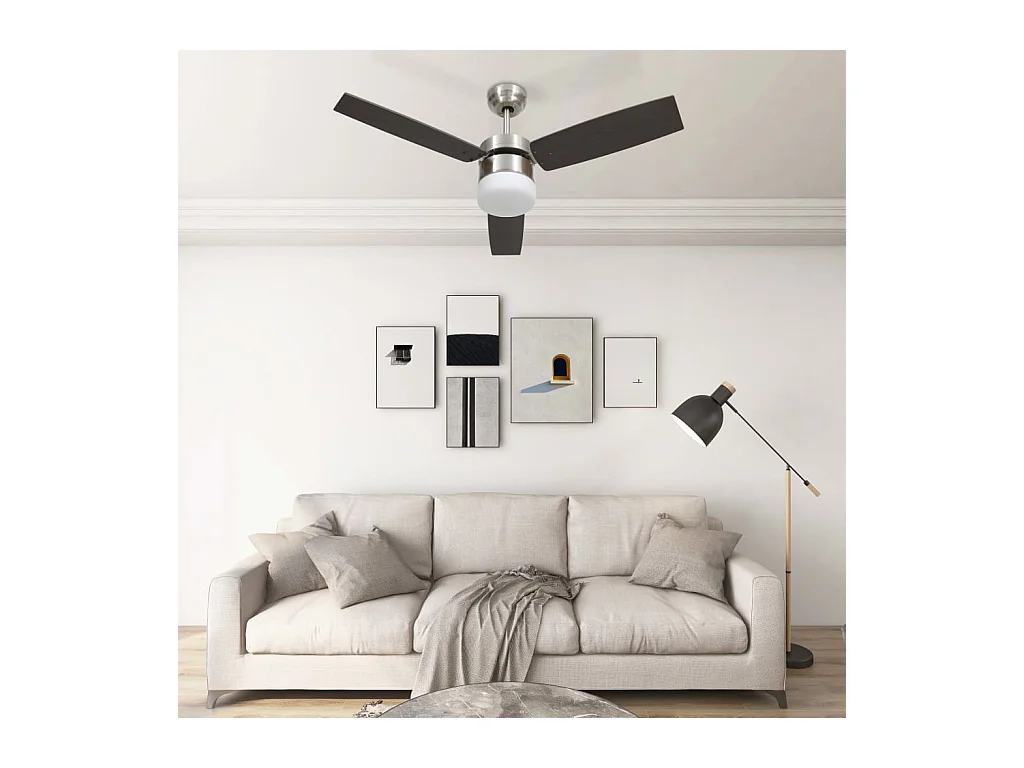 Ventilateur de plafond lampe et télécommande 108cm Marron foncé FR822009