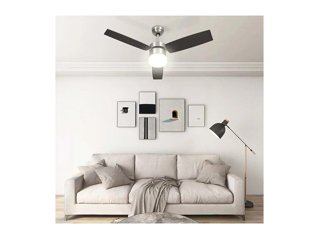 Ventilateur de plafond lampe et télécommande 108cm Marron foncé FR822009