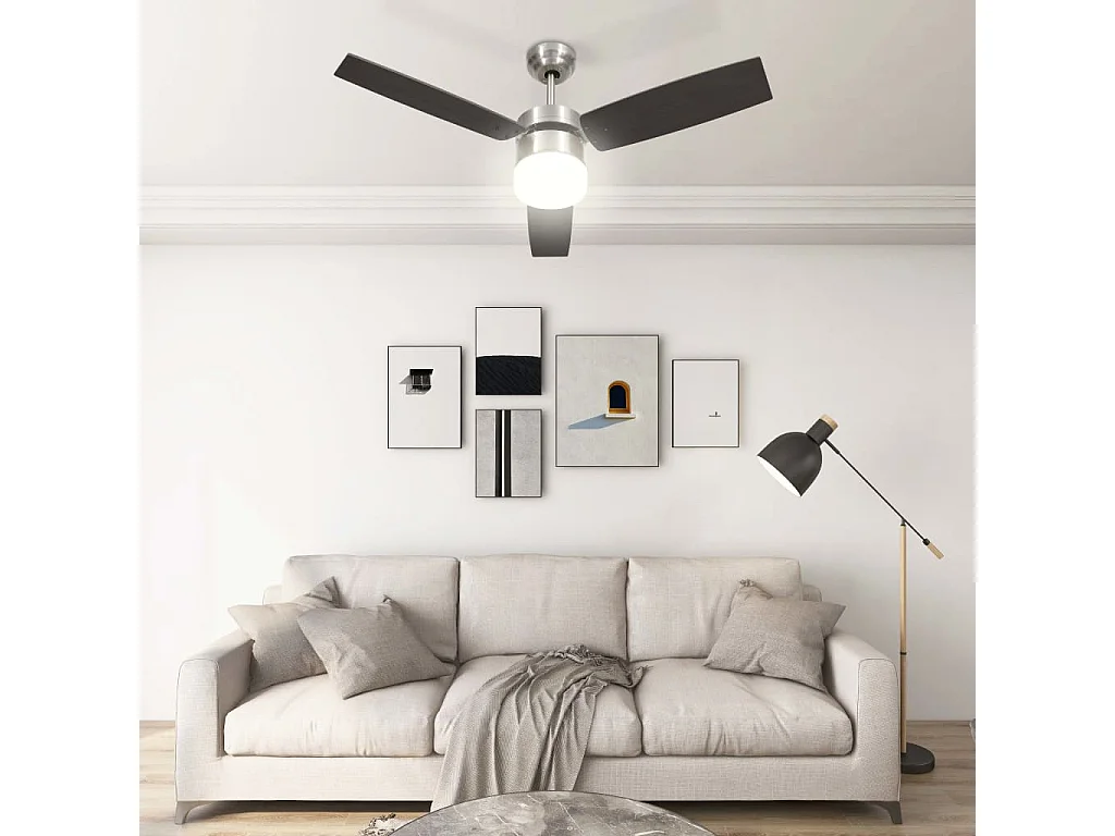 Ventilador de techo con luz con mando marrón oscuro 108 cm ES688622