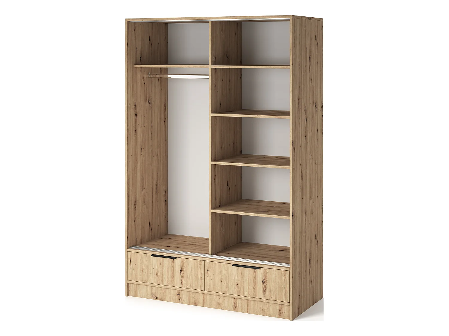 Armoire chambre adulte ASTORIA 120cm chêne artisan et miroir